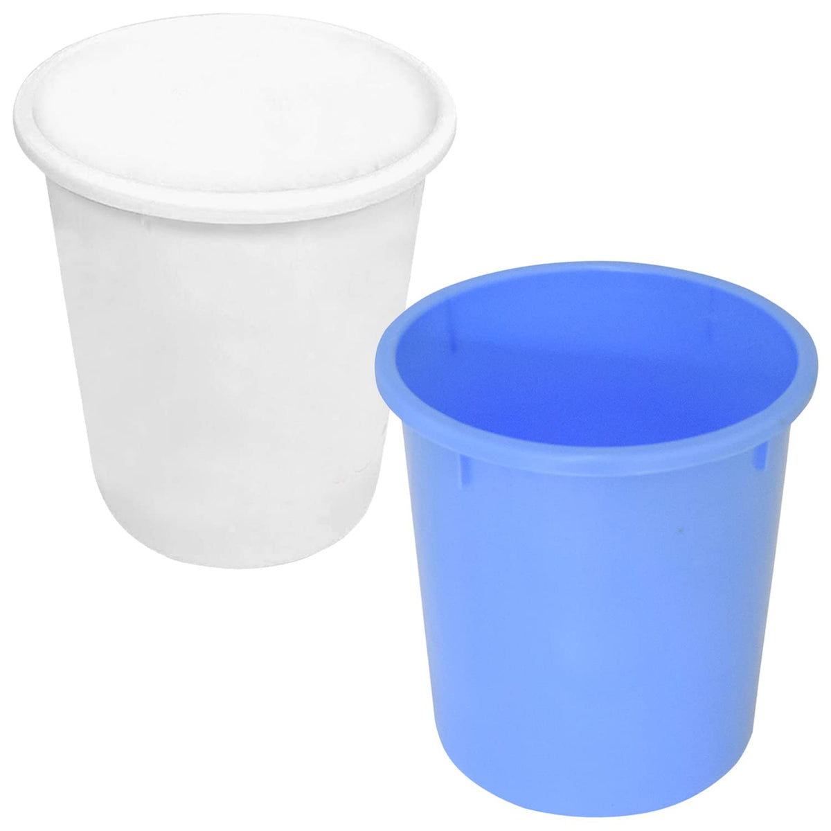 Kuber Industries Plastic Open Dustbin, Garbage Bin For Home, Kitchen, Office, 5Ltr.- Pack of 2 (White & Blue)-47KM01081