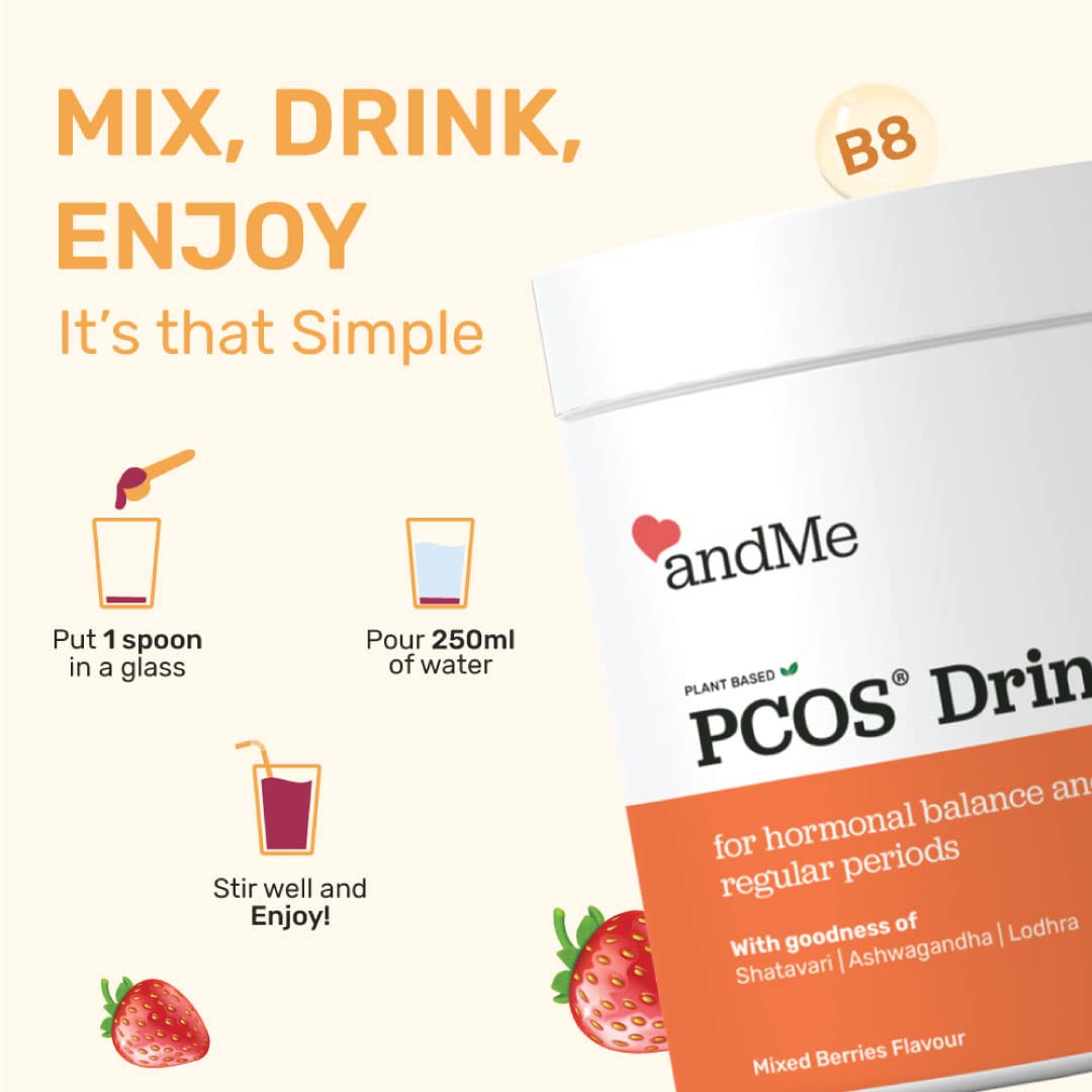 andMe PCOS, PCOD Drink and Collagen Combo Plant Based for Skin, Anti-Aging, Acne, Hormonal Balance, Regular Periods (250gm+250gm)