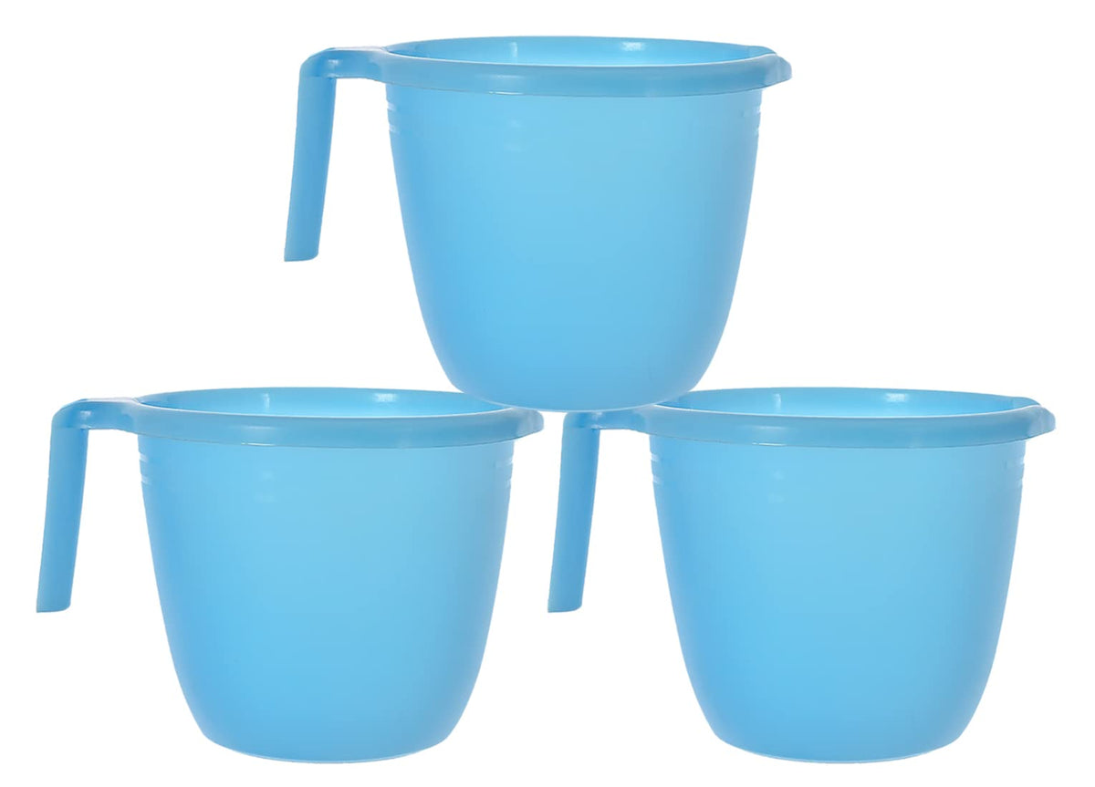 Kuber Industries Multiuses Lightweight, Unbreakable Plastic Bathroom Mug 1 Litre Pack of 3 (Sky Blue)-46KM0208