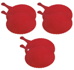 Heart Home Plastic Lightweight Handfan|Hath Pankha|Beejna for Natural Cooling Air Home Decor and Travel Useful, Pack of 6 (Red)
