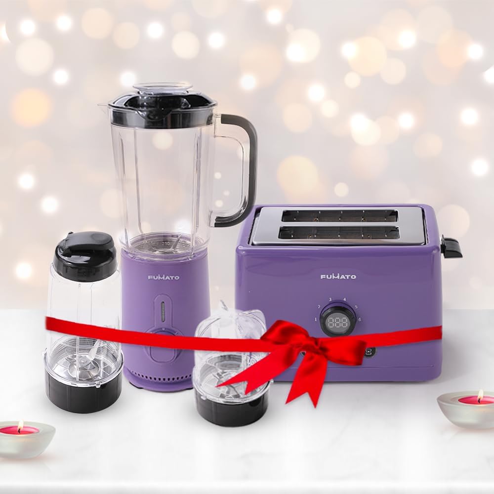 Gleevers The Better Home FUMATO Wedding Gift Set | Toaster & Nutri Blender | Perfect Gifting Combo|Purple-Toaster + Nutri Blender|Stylish and Functional Kitchen Appliances Gift Set