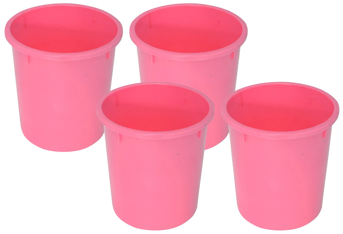 Kuber Industries Plastic Open Dustbin, Garbage Bin For Home, Kitchen, Office, 5Ltr.- Pack of 4 (Pink)-47KM01051