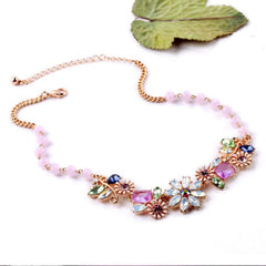 Yellow Chimes Classic Floral Design Water Drop Crystal Modern Style Gold Plated Choker Necklace for Women and Girl's