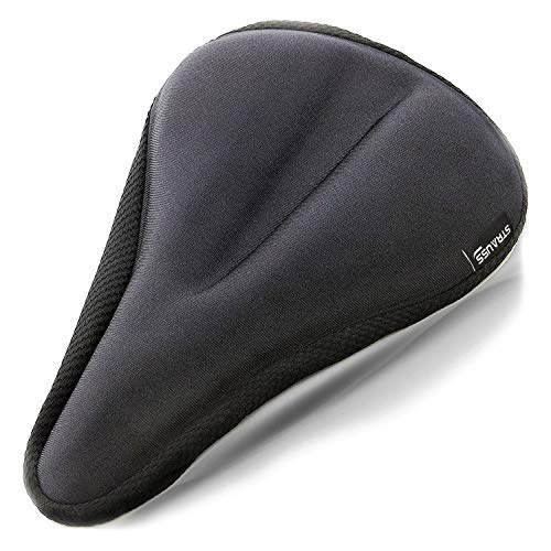 STRAUSS Bicycle Standard Saddle Foam Seat Cover with Anti-Slip Granules & Soft, Thick Padding | Superior Comfort, Breathable Design | Comes with Adjustable Rope Straps & Fits all Cycles, (Black)