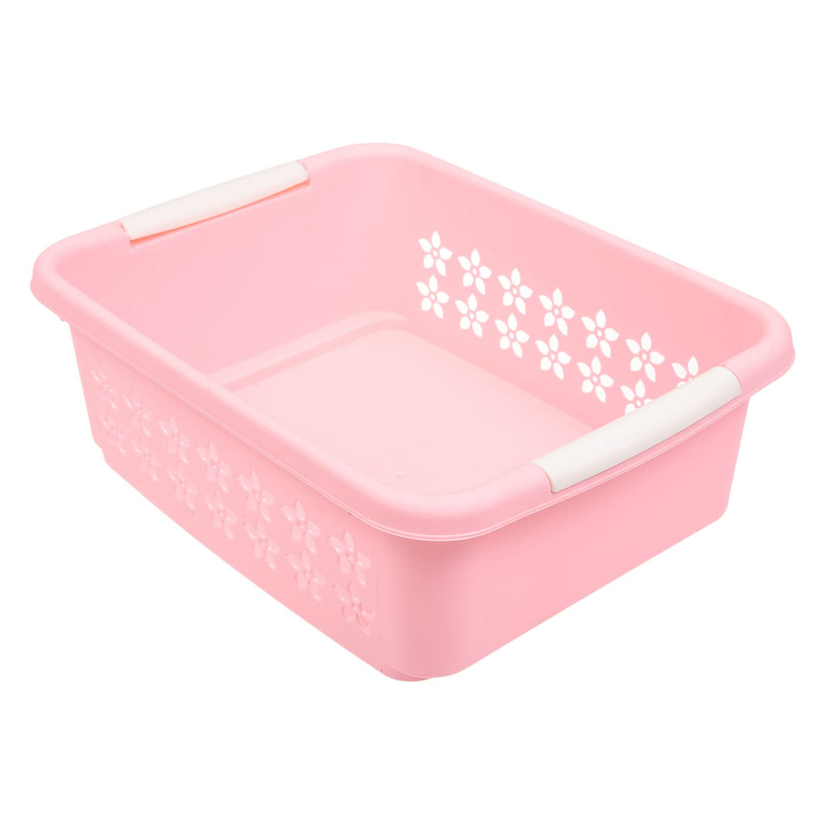 Kuber Industries Multipurpose Rectangle Shape Plastic Storage Basket for Kitchen, Fruit Basket, Office Table, Storage Organizer Small (Pink)