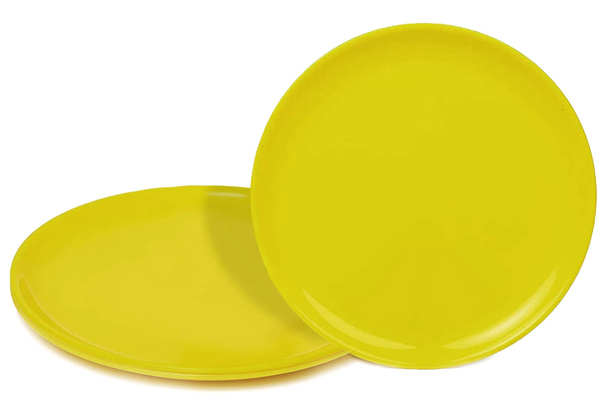 Kuber Industries Set of 3 Round Plastic Dinner Plates Sets (Green)