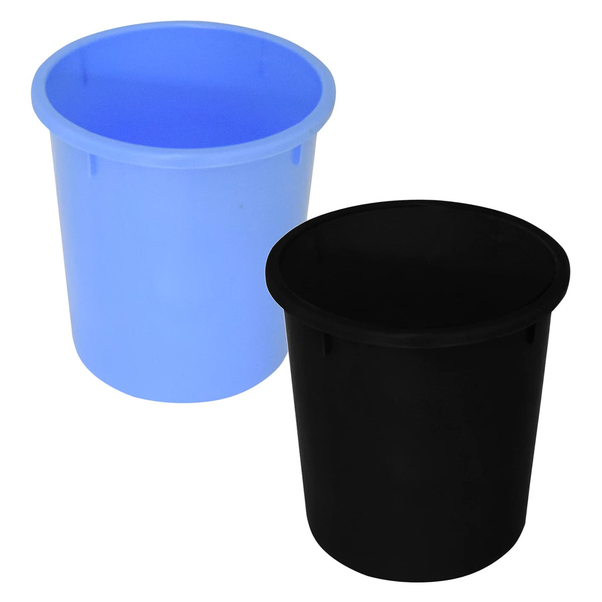 Kuber Industries Plastic Open Plastic Dustbin Without Lid|Garbage Bin For Home, Kitchen, Office, 5Ltr.- Pack of 2 (Black & Blue)-47KM01061