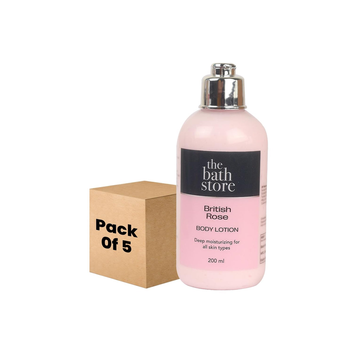 The Bath Store British Rose Body Lotion - Nourishing | Moisture-Locking | Anti-Aging | Women and Men - 200ml (Pack of 5)