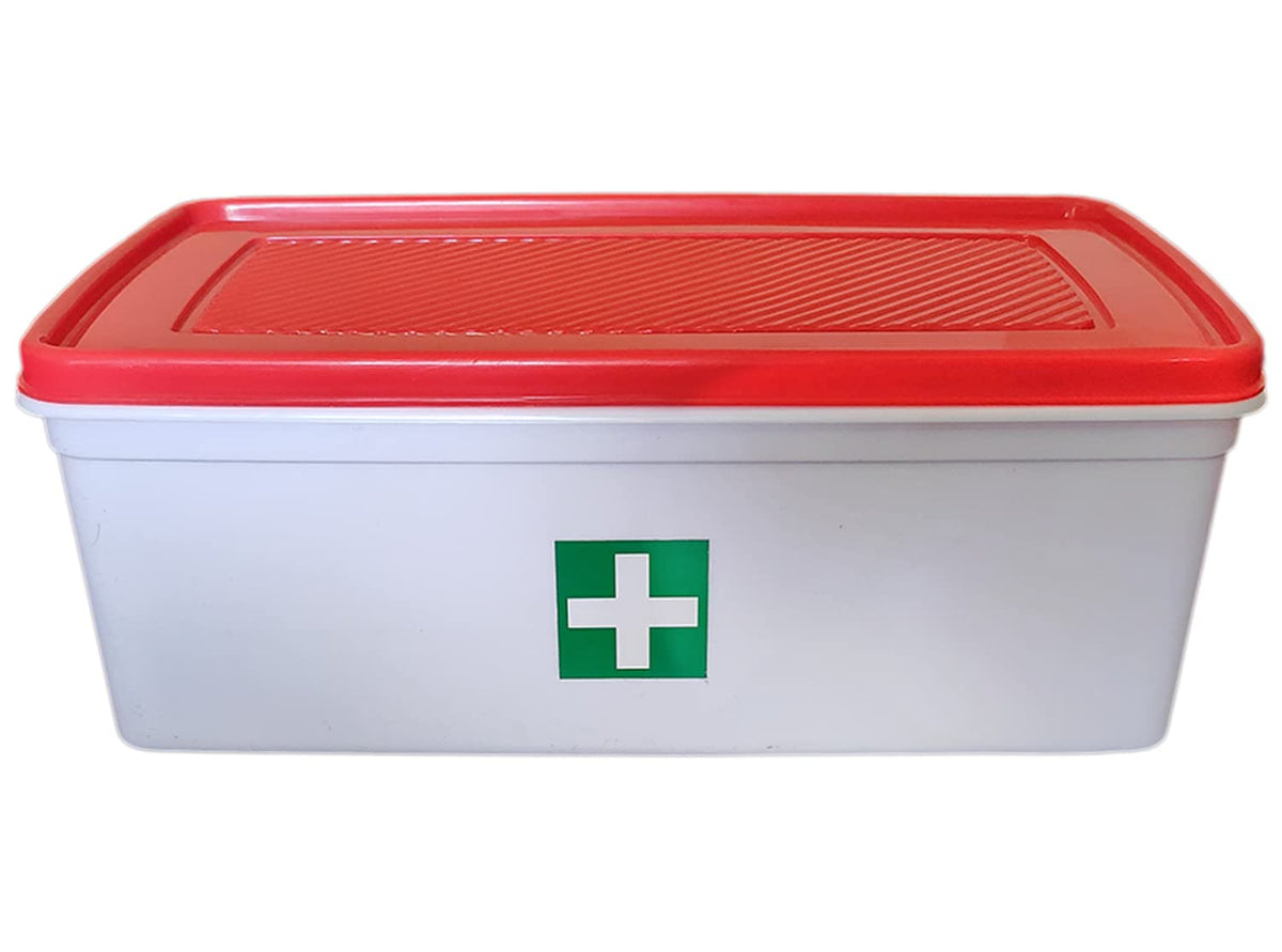 Heart Home Plastic First Aid Emergency Medicine Storage, Organizer Box For Home, Office, Factory (Red & White)-50HH01118