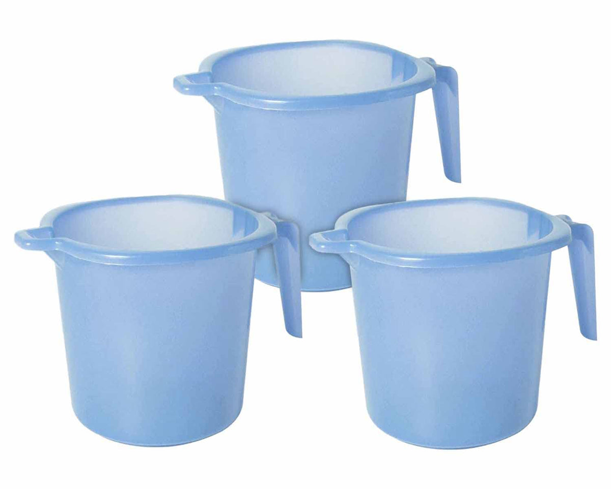 Heart Home Tranasparent Small Multiuses Lightweight, Unbreakable Strong Plastic Bathroom Mug, 1 Litre- Pack of 3 (Blue)-50HH0816