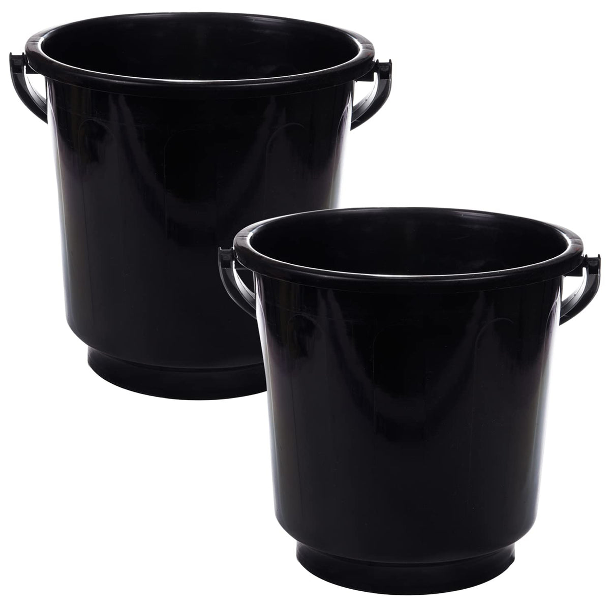 Kuber Industries Bucket|Plastic Bucket for Bathroom|Bucket for Bathing|Unbreakable Bucket with Handle|16 Liter|Pack of 2 (Black)