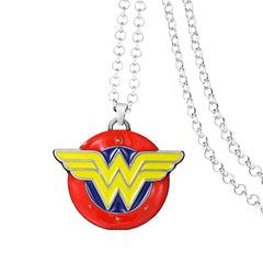 Yellow Chimes Wonder Woman Symbol Locket Chain Pendant Necklace for Women and Girls, Multicolour, Medium (YCFJPD-347WDR-MC)