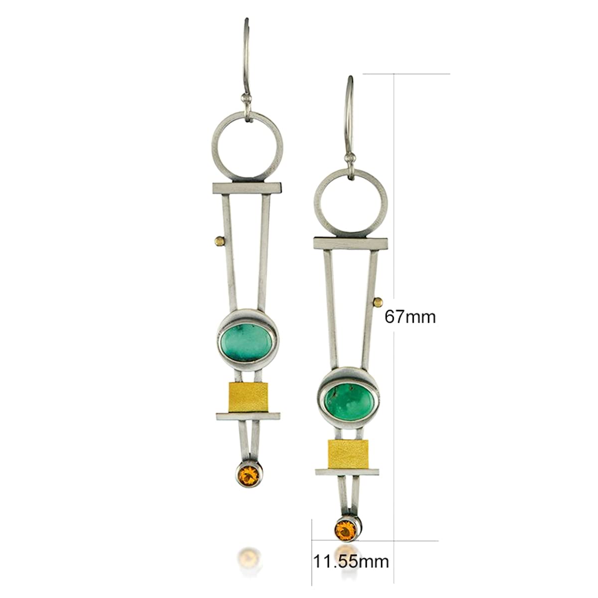 Yellow Chimes Earrings For Women Silver Toned Multicolor Stone Studded Geometrical Shaped Drop Earrings For Women and Girls