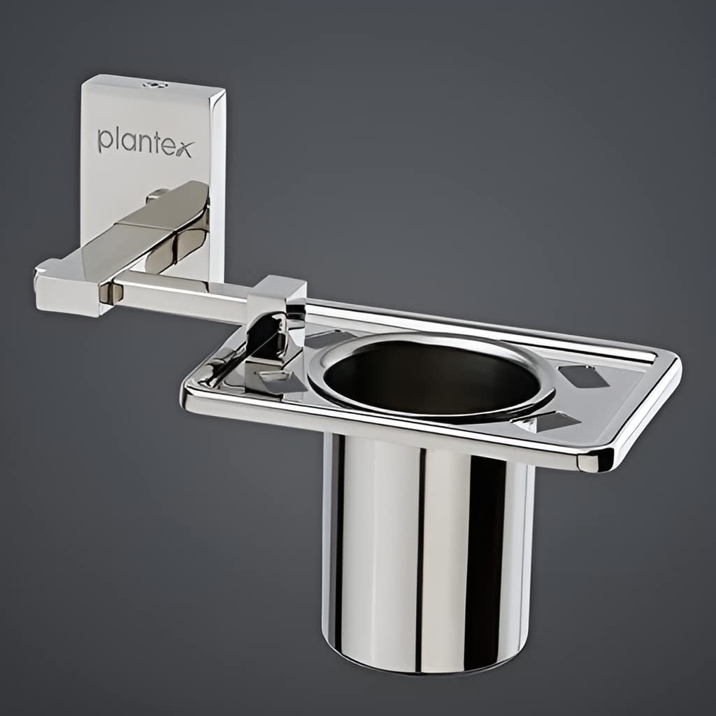 Plantex 304 Grade Stainless Steel Tumbler Holder/Tooth Brush Holder/Bathroom Accessories - Senso (Chrome)