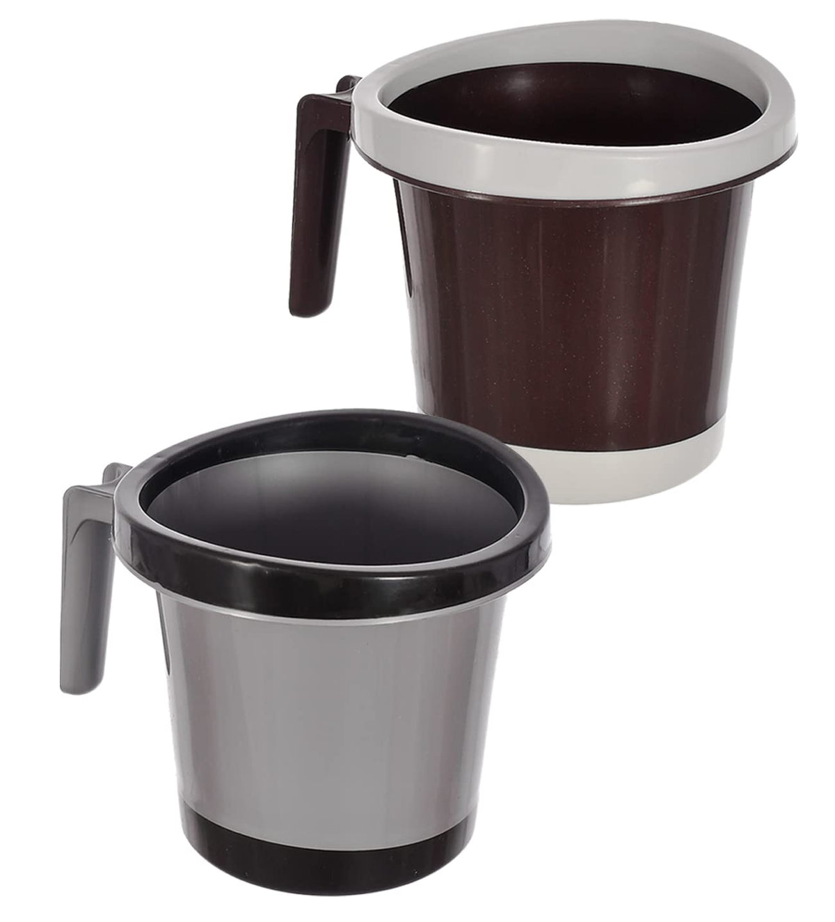 Kuber Industries Plastic Bathroom Mug 1 Litre Pack of 2 (Black & Brown)-46KM0275,Standard