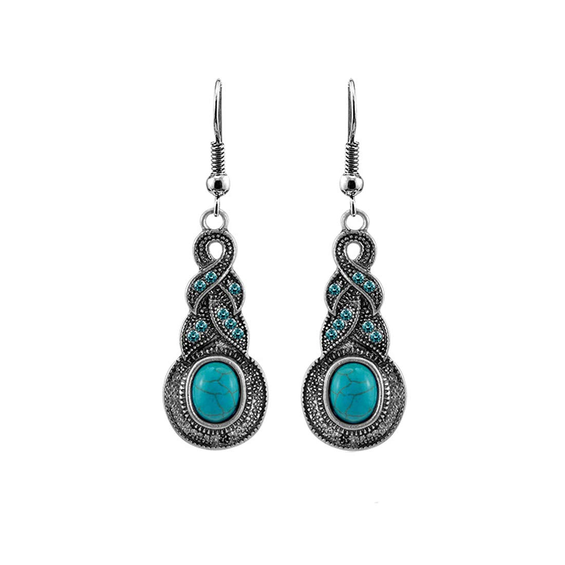 Yellow Chimes Earrings for Women and Girls | Bohemian Style Blue Stone Silver Oxidised Drop Earring | German Silver Earring | Round Drop Earrings | Accessories Jewellery for Women | Birthday Gift for Girls and Women Anniversary Gift for Wife