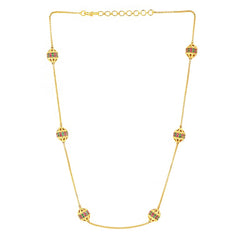Yellow Chimes Classic AD/American Diamond Studded Gold Plated Multicolour Crystal Ball Chain Design Necklace for Women and Girls, Gold, Multicolour, Medium (YCADNK-01BALCHN-MC)