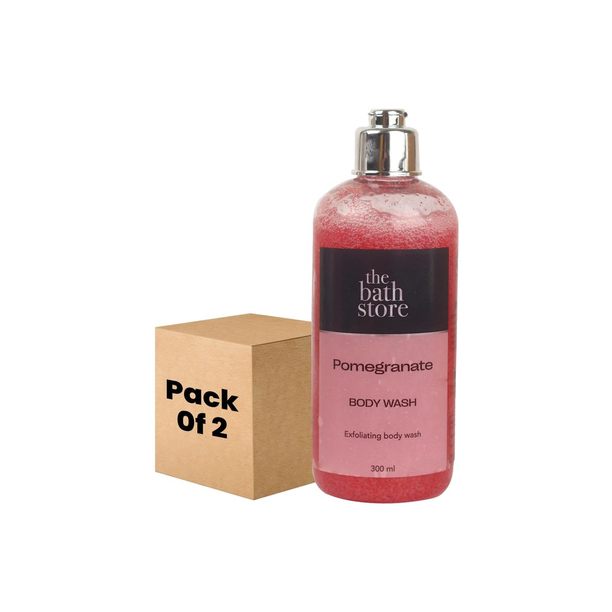 The Bath Store Pomegranate Body Wash - Deeply Cleansing | Exfoliating | Nourishing Liquid Soap | Men and Women - 300ml (Pack of 2)