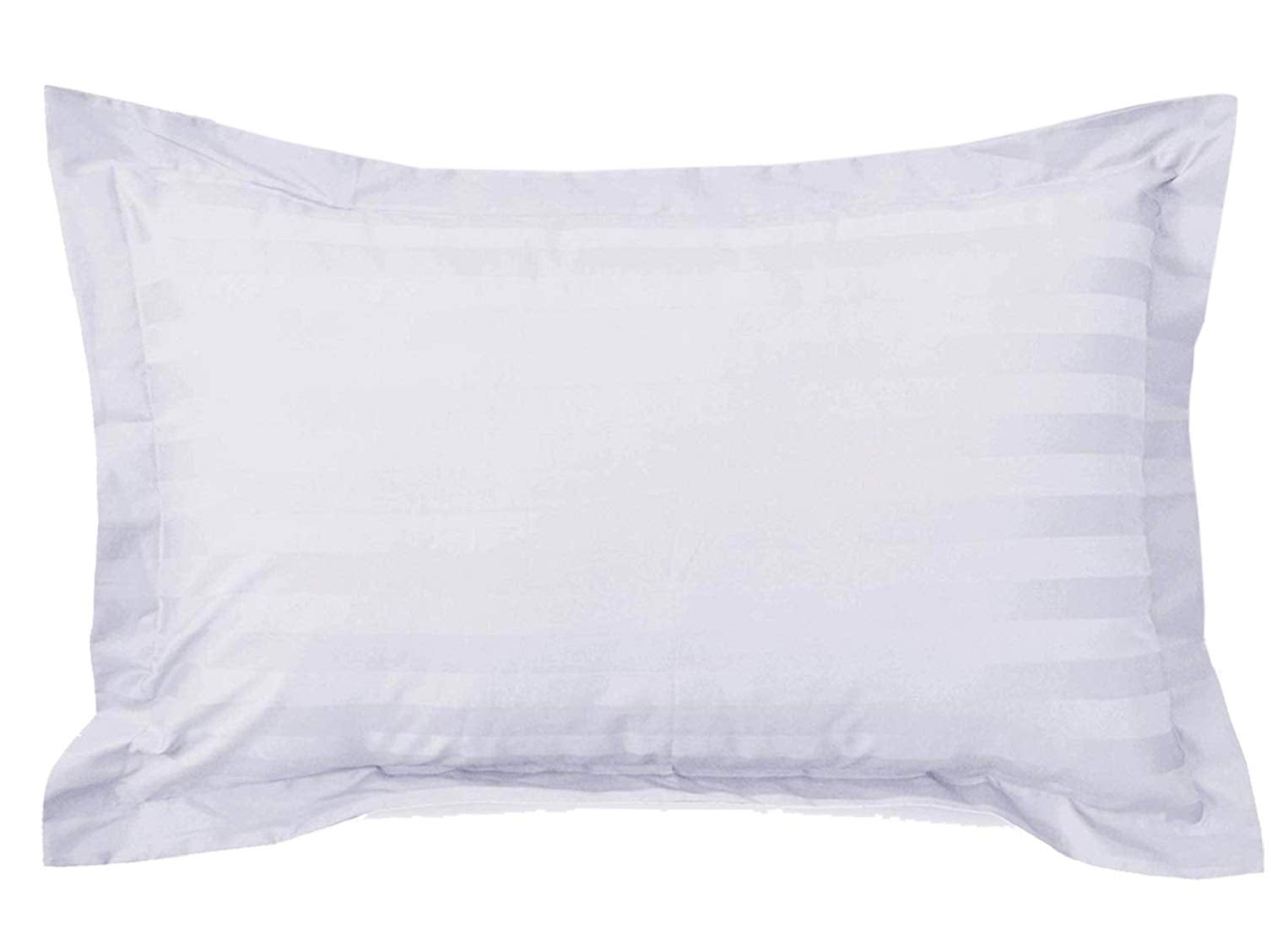 Kuber Industries 2 Pieces Cotton Luxurious Pillow Cover|Ultra Soft Satin Striped Pillow Case|Breathable & Wrinkle Free|Pack of 2 (White)-CTKTC040309, 200 TC