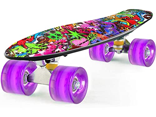 STRAUSS Cruiser PW Skateboard| Penny Skateboard | Casterboard | Hoverboard | Anti-Skid Board with ABEC-7 High Precision Bearings | PU Wheel with Light |Ideal for All Skill Level | 22 X 6 Inch