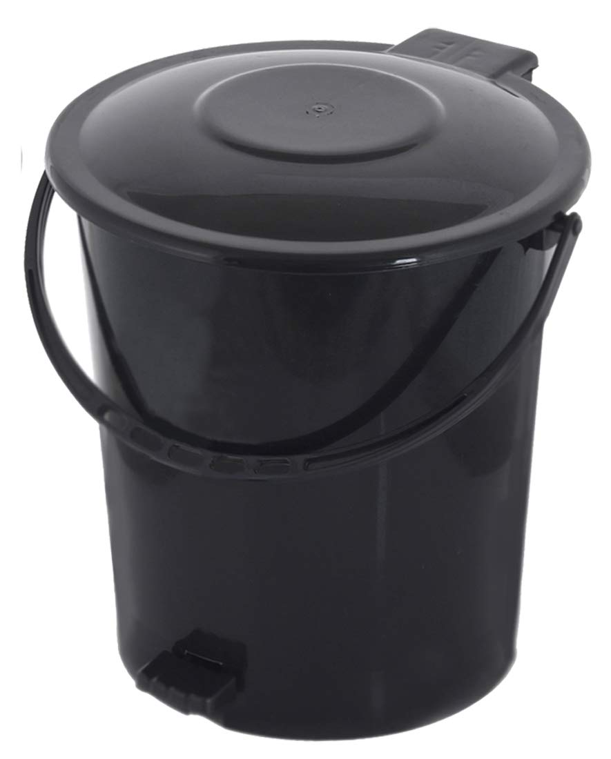 Kuber Industries Step-On Pedal Dustbin/Waste Bin with Lid|Solid Color & Durable Plastic| Capicity 10 Ltr (Black) - CTKTC34636