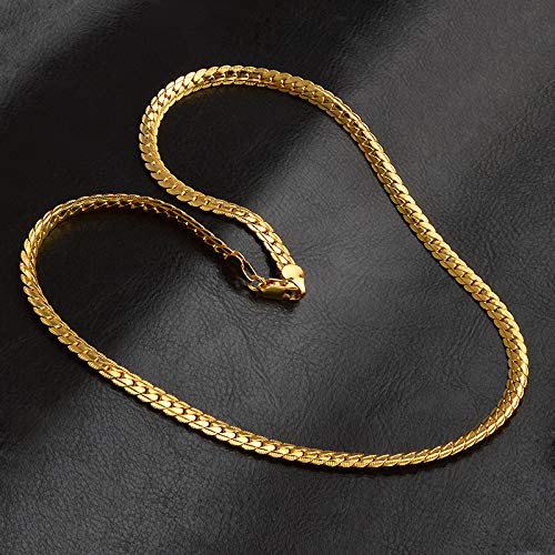 Stainless Steel Plated 18K Gold Cuban Flat Chain Necklace 2/3/4/5mm Blade  Necklace Snake Bone Chain Men & Women Jewelry Gifts