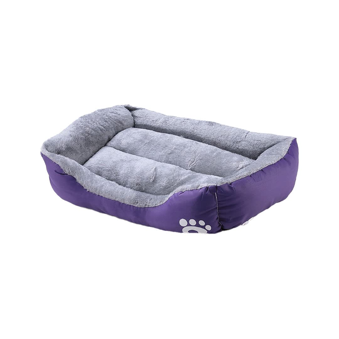 Homestic Dog & Cat Bed|Super Soft Plush Top Pet Bed|Oxford Cloth Polyester Filling|Machine Washable Dog Bed|Rectangular Cat Bed with Rise-Edge Pillow|QY036P-S|Purple