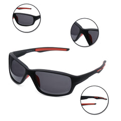 Intellilens Unisex 100% UV Protect HD Vision Polarite Wrap Around Polarized Sunglasses For Bikes Cars Driving Travelling Sports & Outdoors (Red, Free Size) (58-16-136) - Pack of 1