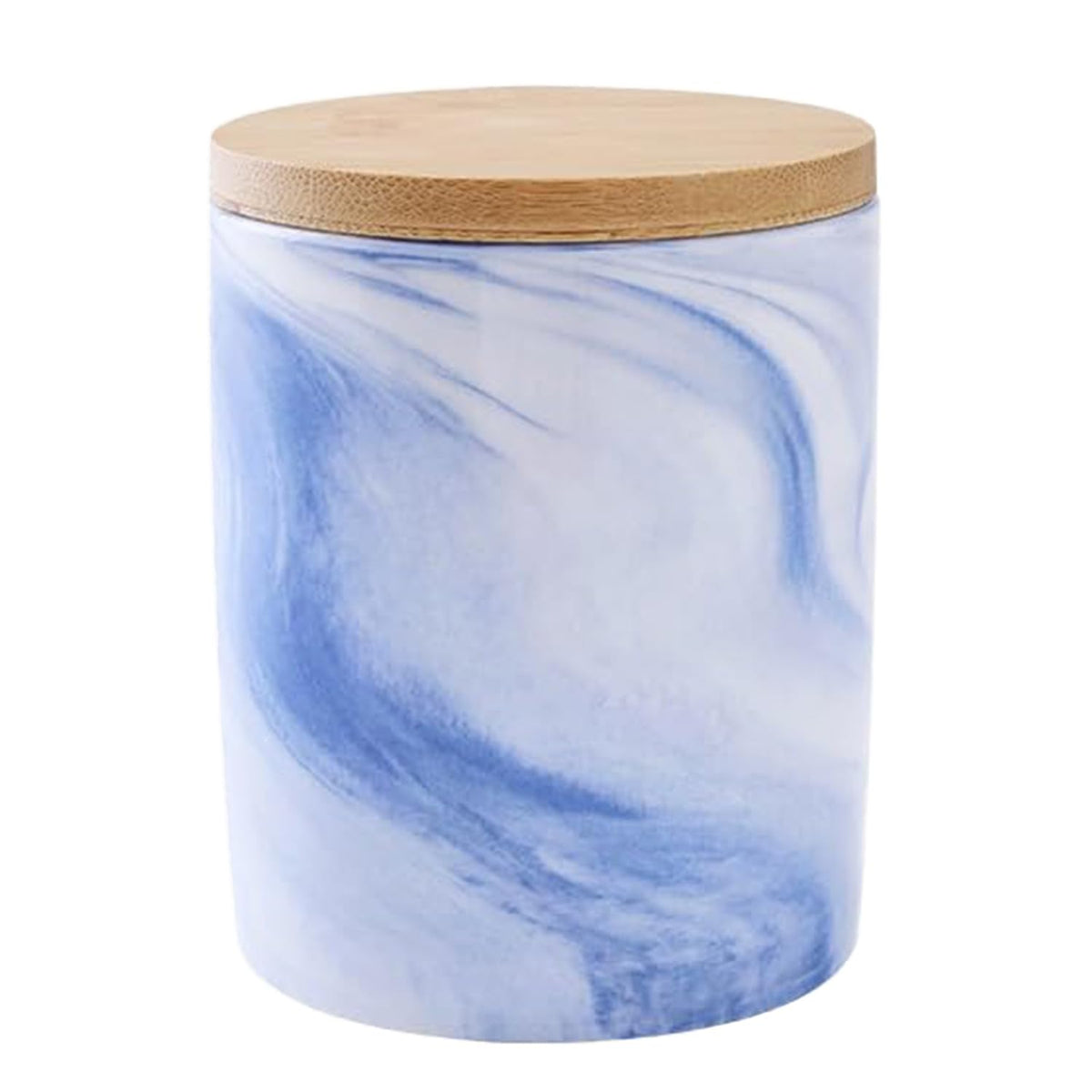 Homestic Ceramic Jar | Food Storage Jar | Kitchen Storage Jar | Round Jar for Home | Sugar Storage Jar | Airtight Bamboo Lid | YX09-M-BU | 400 ML | Blue