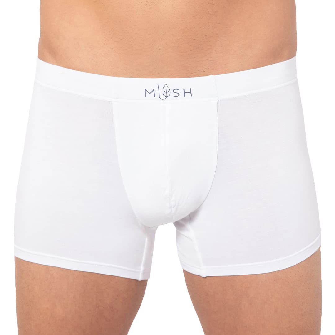 Mush Ultra Soft, Breathable, Feather Light Men's Bamboo Trunk || Naturally Anti-Odor and Anti-Microbial Bamboo Innerwear (XL, White)