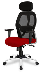 SAVYA Home Apollo High Back Adj Executive Office Chair (Alloy Steel), Black, 20X20, (AM-5001HBCB adj red)