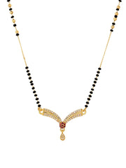 Yellow Chimes Mangalsutra for Women AD/American Diamond Studded Black Beads Mangalsutra for Women and Girls (ADMS 1)