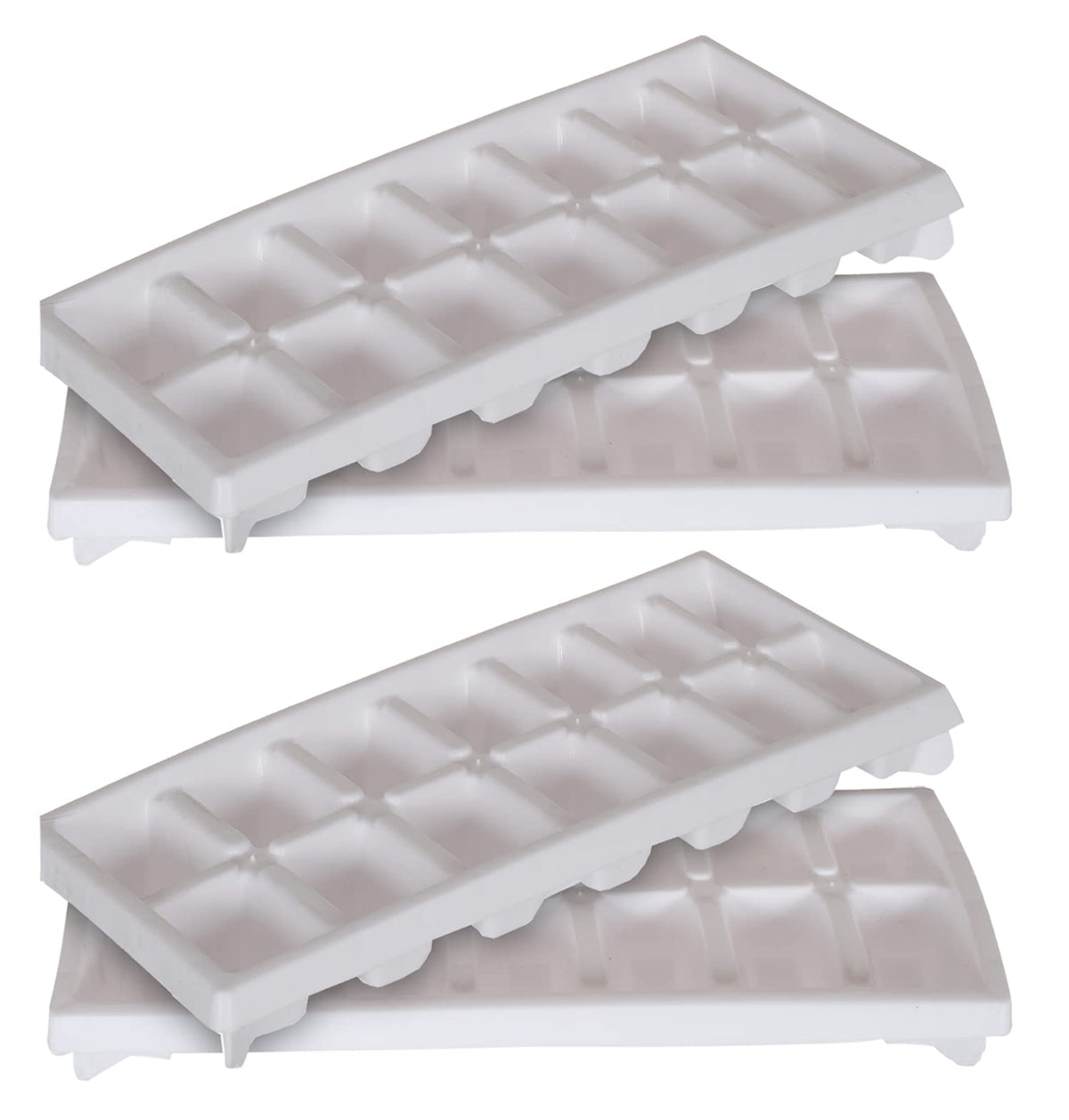 Kuber Industries Easy Release Ice Cube Tray Set - Durable Plastic Stackable Easy Twist 14 Cube Trays- Pack of 4 (White)