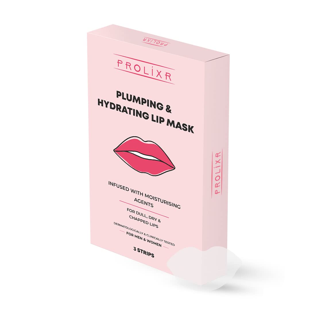 Prolixr Plumping & Hydrating Lip Mask - For Pink Lips (Witch Hazel, Aloe Vera, Acai Berry & Mulberry) Dark, Dull, Dry & Chapped Lips | Women & Men | 3 Strips