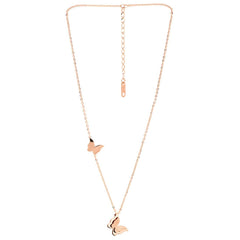 Yellow Chimes Pendant for Women and Girls | Rose Gold Pendant Necklace for Women Western | Stainless Steel Butterfly Shaped Long Chain Pendants | Accessories Jewellery for Women