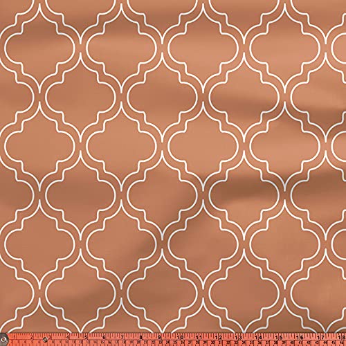 Encasa Homes Printed Fabric 58" (147 cms) - Copper - Decorative Soft & Smooth, Rich Satin Polyester Cloth, for Curtains, Cushions, Dress Material, Non-Fading & Non-Shrinking, Washable Cloth