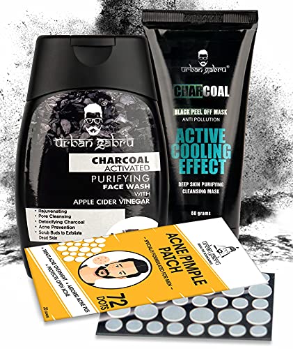 Urbangabru Acne Pimple Patch - Invisible Facial Stickers cover, Pimple/Acne Absorbing Patch (Pimple Patch + Charcoal Face Wash + Peel Off Mask)