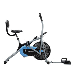 Reach AB-110 BPT Air Bike Exercise Cycle for Home Gym | with Push Up Bar & Twister | Adjustable Resistance & Seat with Back Support | Fitness Machine with Moving & Stationary Handles