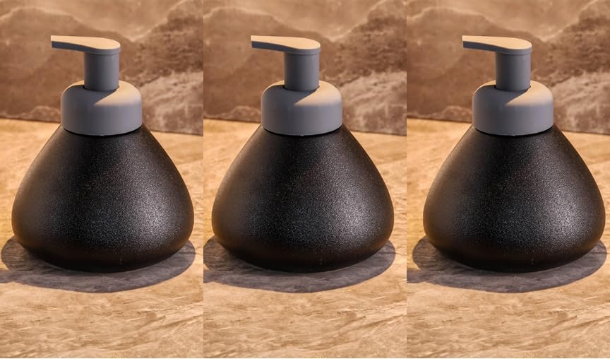 UMAI Liquid Soap Dispenser | Stoneware | Bathroom Sanitizer, Lotion, Shampoo Dispenser | Ceramic Handwash Bottle for Kitchen | Soap Dispenser for Wash Basin | Bathroom Accessories (Pack of 3)