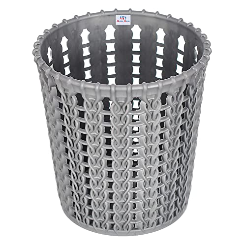 Heart Home Round Shape M 10 Multipurpose Plastic Holder/Organizer/Stand for Kitchen, Bathroom, Office Use (Grey)-46HH0423
