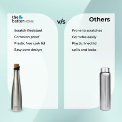 The Better Home Insulated Stainless Steel Water Bottle with Cork Cap | 18 Hours Insulation | Pack of 10-750ml Each | Hot Cold Water for Office School Gym | Leak Proof & BPA Free | Silver Colour