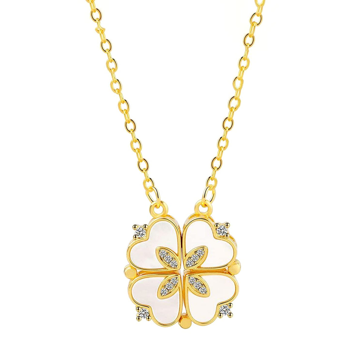 Yellow Chimes Pendant for Women and Girls Crystal Heart Necklace for Women | Gold Plated Joining Heart Pendant for Girls Clover Necklace | Birthday Gifts For Women Valentine Gift for Girls