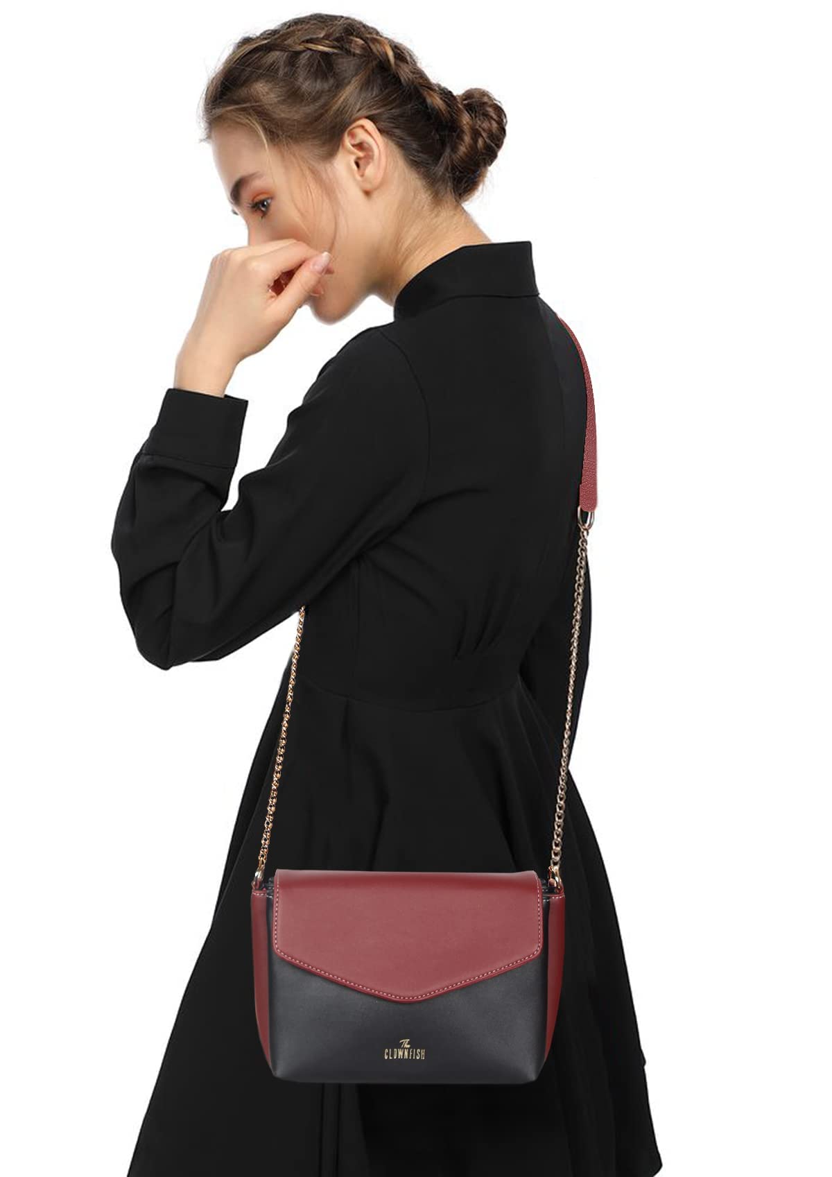 The Clownfish Annabelle Handbag for Women Office Bag Ladies Shoulder Bag Tote for Women College Girls (Maroon)