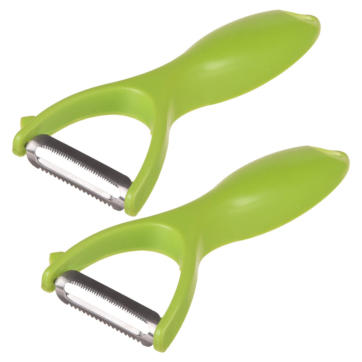 Kuber Industries Peeler|Plastic Vegetable Peeler|Fruit Peeler|Non-Slip Handle|Steel Sharp Straight Blade|Y Shaped Peeler|Kitchen Peeler|Pack of 2 (Green)