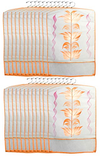 Kuber Industries Printed 24 Piece Non Woven Hanging Saree Cover Wardrobe Organiser (Orange) -CTKTC038909 Pack of 24