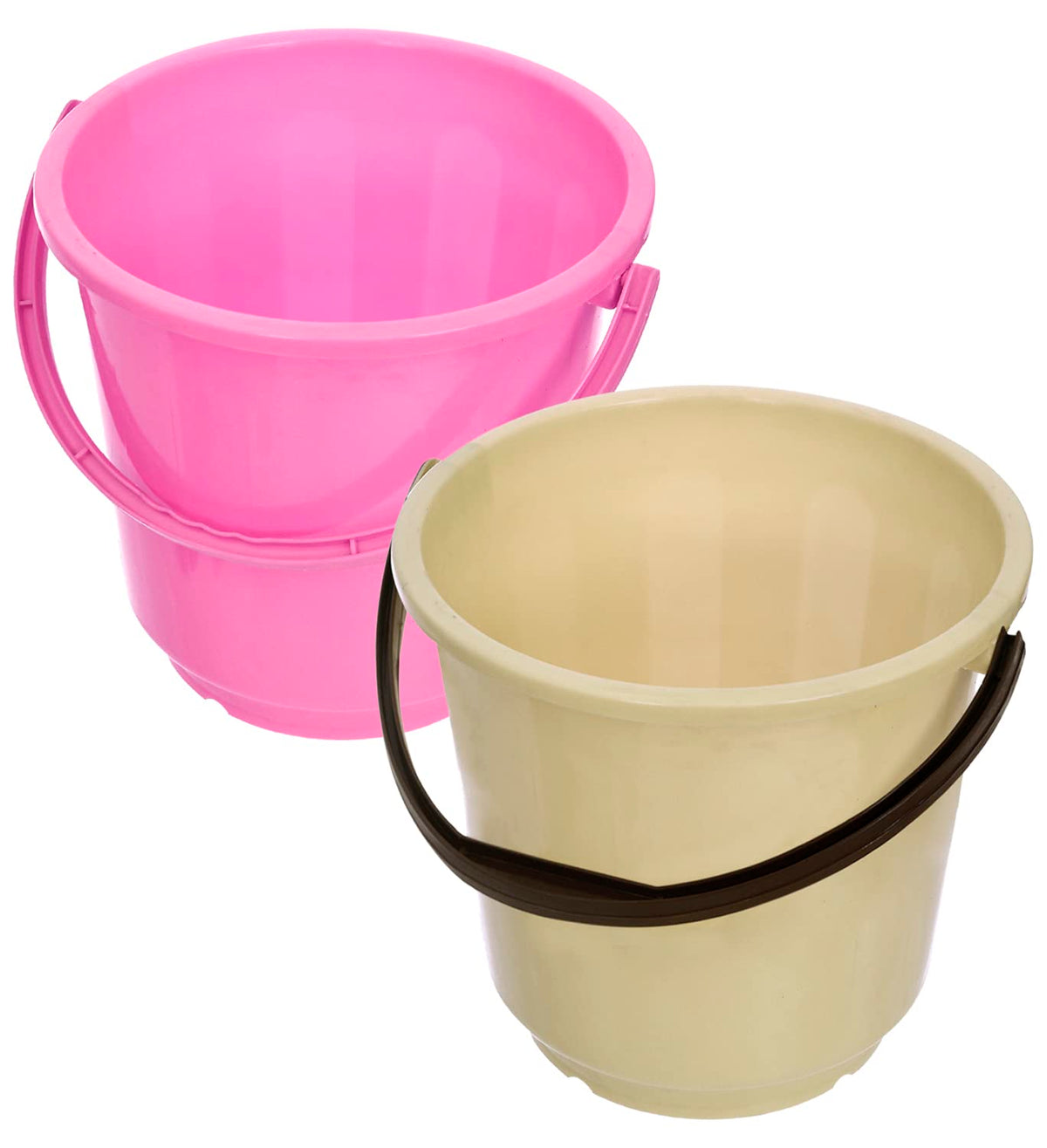Kuber Industries Bucket|Plastic Bucket for Bathroom|Bucket for Bathing|Unbreakable Bucket with Handle|16 Liter|Pack of 2 (Pink & Yellow)