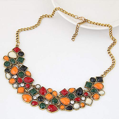 Yellow Chimes Stylish Multicolor Crystal Studded Geometric Mosaic Stones Latest Fashion Chocker Necklace for Women and Girl's