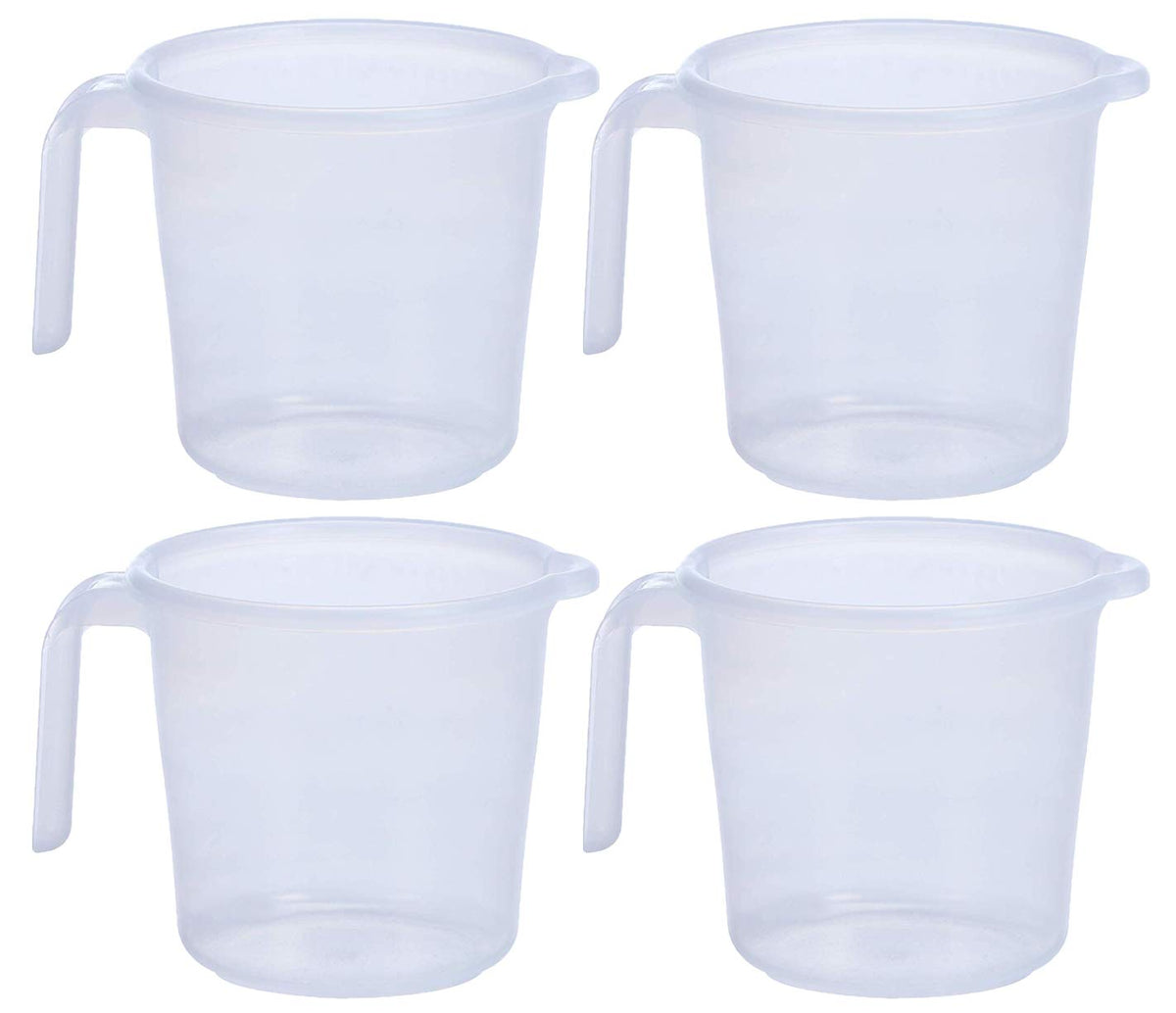 Kuber Industries Virgin Plastic 4 Pieces Transparent Bathroom Mug with Measurement,1800 ml (White)