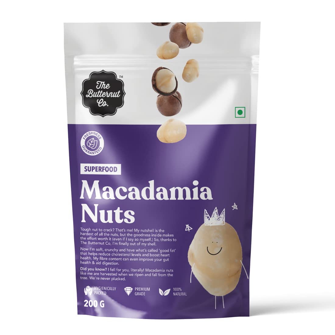 The Butternut Co. Premium Macadamia Nuts 200g| 100% Natural | High Protein & High Fiber | Gluten Free | Superfood | Exotic Dry Fruit