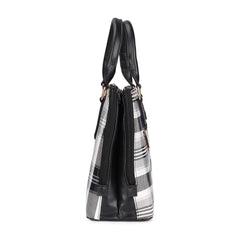 The Clownfish Andrea Handbag for Women Office Bag Ladies Shoulder Bag Tote for Women -Checks Design (Black)